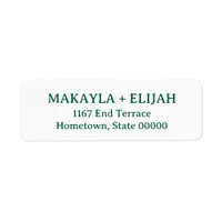 Minimalist Green Serif Name & Return Address Label