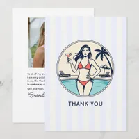 Preppy Pool Club Tinis & Bikinis Bachelorette Thank You Card
