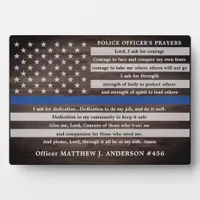 Rustic Police Officers Prayer Gift Thin Blue Line Plaque