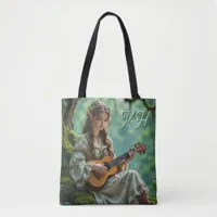 Enchanted Elven Girl Playing a Ukulele  Tote Bag