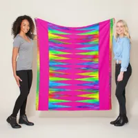 [Rainbow Fiesta] Harlequin Geometric Hot Pink Fleece Blanket