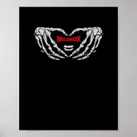 Skeleton Hands Folded In A Heart Funny Halloween Poster