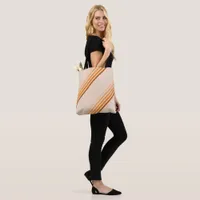 Tote Bag (ao) - Shades of Orange Diagonal Stripes