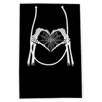 Skeleton Hands Cobweb Heart (White) Classic Medium Gift Bag
