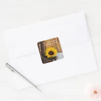 Country Sunflower Western Wedding Save the Date Square Sticker