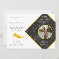 Gold Tassel Class of 2023 Photo Script Graduation Invitation