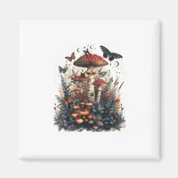 Bats N Mushroom Moon Goblincore Magnet