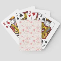 Pastel Pink Red White Flowers Pattern  Poker Cards