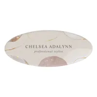 Abstract Watercolor Glittering Luxury Elegant Gold Name Tag