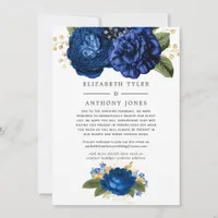 Blue and Gold Vintage Floral Reduced Guest List Announcement