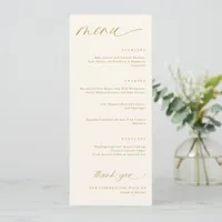 Romantic Script Cream and Gold Wedding Menus