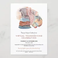 Cozy Blankets Pumpkins Virtual Thanksgiving Party Invitation