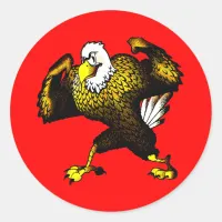 Cartoon Fighting Eagle Classic Round Sticker