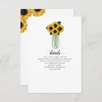 Rustic Sunflowers Mason Jar Wedding  Enclosure Card