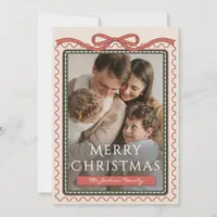 Family Photo Vintage Christmas Stamp Coquette  Invitation
