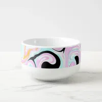 Fluid Art  Cotton Candy Pink, Teal, Black and Gold Soup Mug