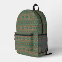 Southwest Teal Copper Colors Geometric Pattern Printed Backpack