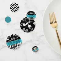 Black and Blue Floral Wedding Confetti