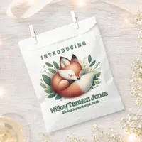 W2A Cute Fox Cub Sleeps in a Bed of Leaves Baby Shower