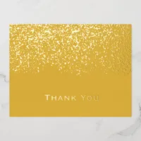 Tumeric and Gold Foil Yellow Wedding Thank You  Foil Holiday Postcard