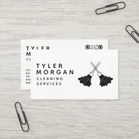 Feather Duster Logo Cleaning Services Business Card