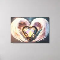 *~* Opal Heart Angel Wings Topaz AP78  Canvas Print