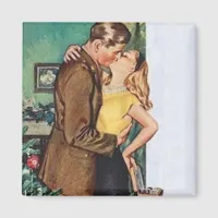 Kissing Couple Christmas Vintage Magnet