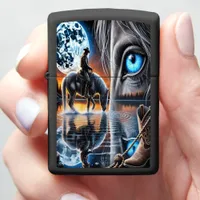 Western Cowboy Under a Moonlit Reflection Zippo Lighter