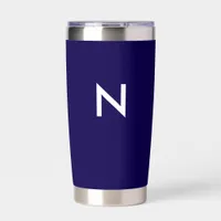 Stylish Modern Dark Blue Minimalist Monogrammed Insulated Tumbler