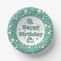 Blue and Green Happy Birthday Paper Bowls