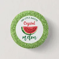 One in a Melon Glitter Watermelon First Birthday Button