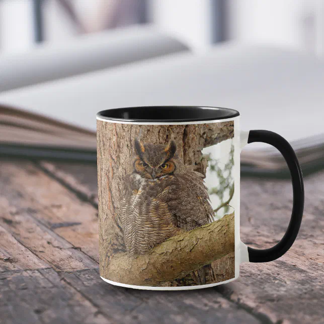 Great Horned Owl Raptor in Douglas Fir Mug