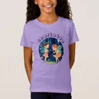 Cute Enchanted Forest Fairies Purple Name T-Shirt