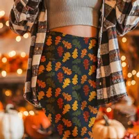 Autumn Oak Leaves Fall Navy  Leggings