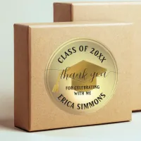 Elegant Gold Thank You Script Graduation Classic Round Sticker