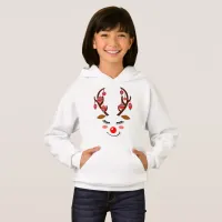 Adorable Deer Face with Ornaments on Antlers Kids Hoodie