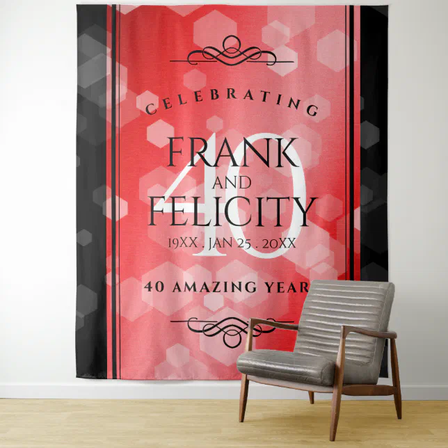 Elegant 40th Ruby Wedding Anniversary Celebration Tapestry