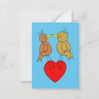 Valentine Birds on a Heart Mini Kids Cards