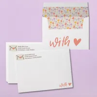 Sent With Love Pink and Brown Handwritten Envelope