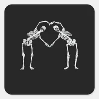 Two Skeleton Hearts Hands Classic Square Sticker