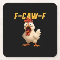 F-Caw-F Chicken Funny Chicken F-Caw-F Gear Vintage Square Paper Coaster