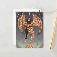 Cute Candy Bat Halloween Postcard
