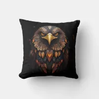 Eagle portrait on a black background  throw pillow