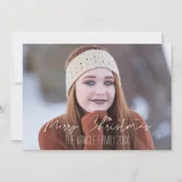 Merry Christmas, Your Photo and Family Name Holiday Card