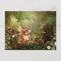 Cute Mushroom Fairy in the Forest Postcard