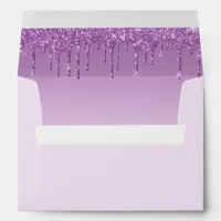 Purple Glitter Drip Baby Shower Envelope