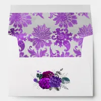 Royal Purple and Silver Floral Envelope