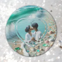 Pretty Sea Glass Photo Wedding  Paper Plates