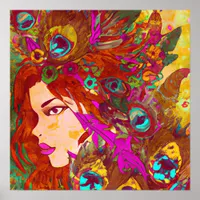 Beautiful Abstract Art | Women with Feathers Poster