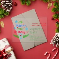 Eat, Drink and Be Merry, Join Our Christmas Party Acrylic Invitations